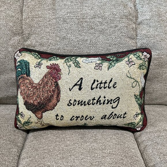 Rooster Small Word Tapestry Pillow Chicken Lady Country Farmhouse Cottagecore - Picture 7 of 7